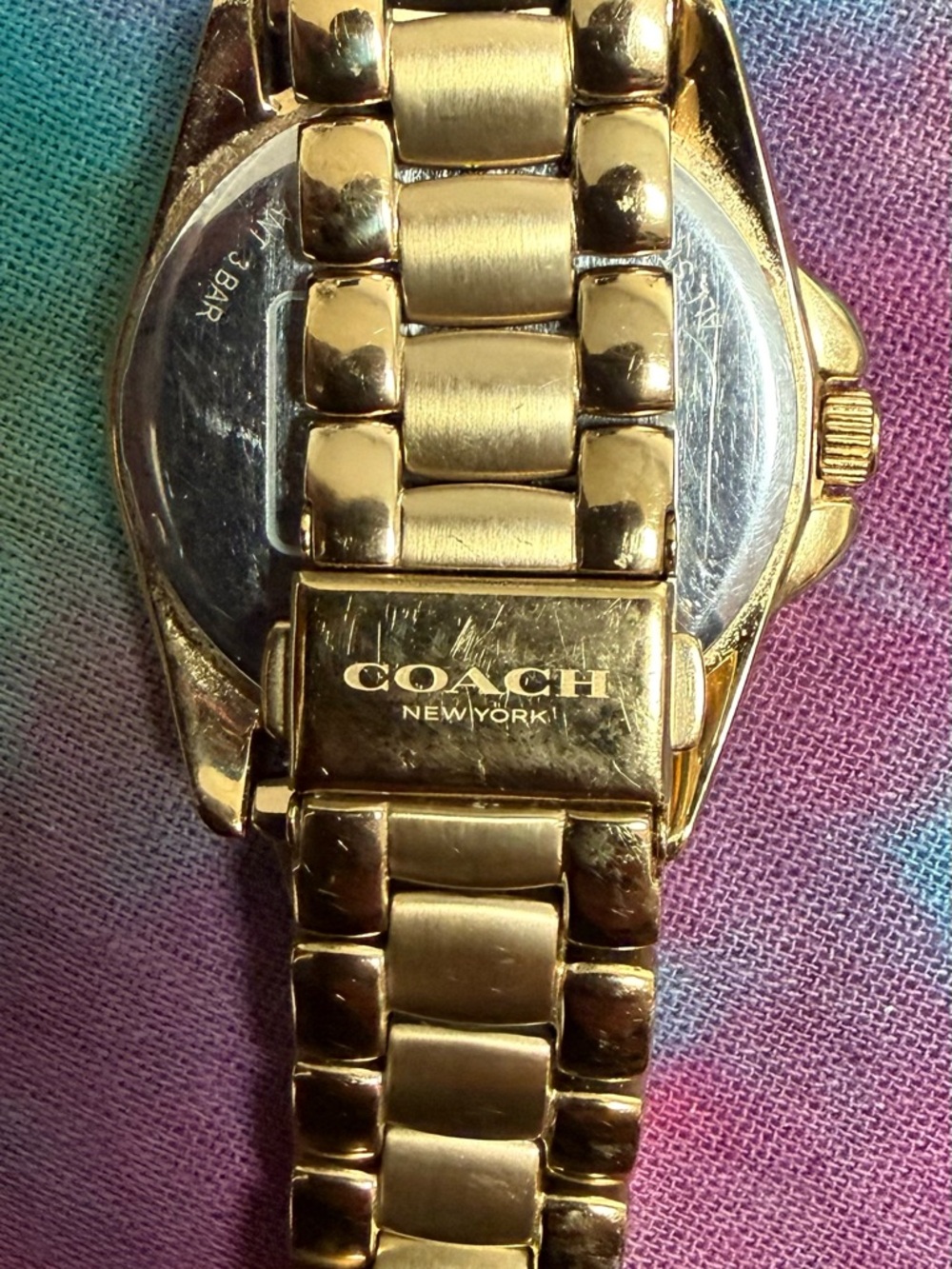 COACH Gold-Tone Women's Watch with Mother-of-Pearl Dial and Crystal Accents - Picture 2 of 4